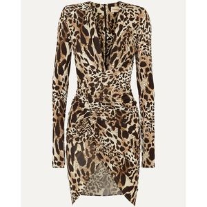 Ruched jersey animal print dress